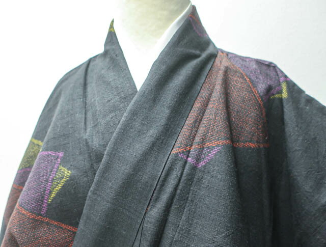 樂天商城 - 【中古】 リサイクル着物 結城紬 幾何学文 身丈約164.5cm 裄丈約66cm 24Z-2085[ リサイクル着物 着付け教室 お茶 カジュアル 初詣 袴 お出掛け 街着 観劇 普段着 お食事会 通販 アイディーネット きもの]IDnet