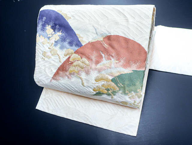 ビッグセール最大80%OFF【中古】 リサイクル着物 九寸名古屋帯 遠山の松・梅・鳥文 24B-140[仕立て上がり 和服 アウトレット リサイクル着物 カジュ...