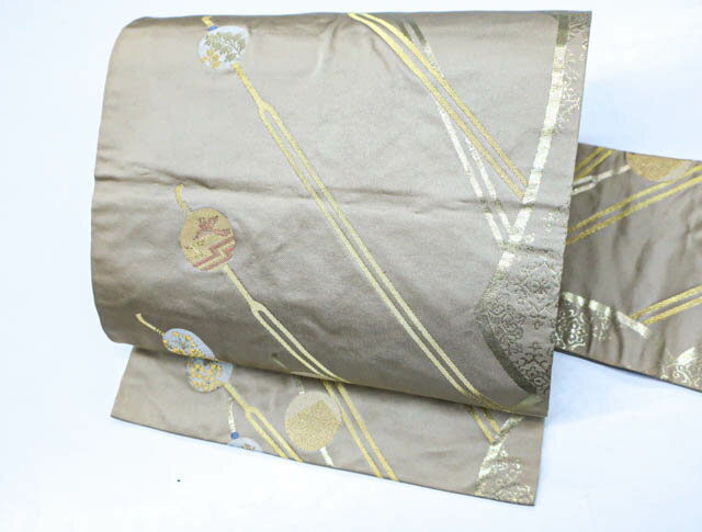 最大80%OFF【中古】 リサイクル着物 九寸名古屋帯 簪文様 金糸 24B-23[仕立て上がり 和服 アウトレット リサイクル着物 カジュアル カジュアル帯 リサイクル帯 着付け教室 観劇 普段着 お食事会 お出掛け きもの] IDnet