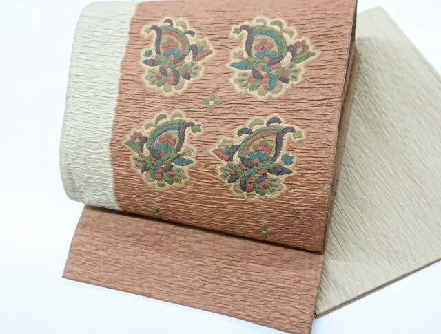 樂天商城 - 【中古】 リサイクル着物 袋帯 ふくれ織 お洒落柄 芯無し 24B-400【フォーマル リサイクル帯 入学式 卒業式 結婚式 母 七五三 お宮参り パーティー 通販 アイディーネット きもの】IDnet