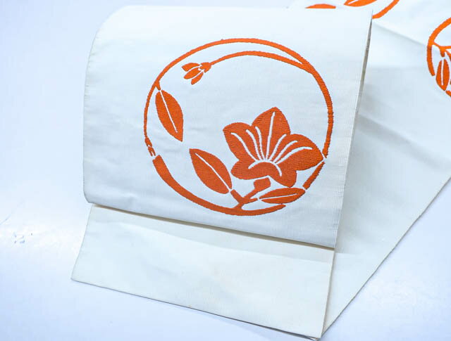 最大80%OFF【中古】 リサイクル着物 八寸名古屋帯 お太鼓柄 花に植物文 松葉仕立て 24B-431[仕立て上がり 和服 アウトレット リサイクル着物 カジュアル カジュアル帯 リサイクル帯 着付け教室 観劇 普段着 お食事会 お出掛け きもの] IDnet