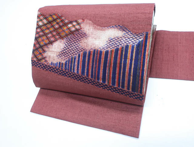 樂天商城 - 【中古】 リサイクル着物 九寸名古屋帯 お太鼓柄 紬織 格子文様 24B-1227[仕立て上がり 和服 アウトレット リサイクル着物 カジュアル カジュアル帯 リサイクル帯 着付け教室 観劇 普段着 お食事会 通販 アイディーネット きもの] IDnet