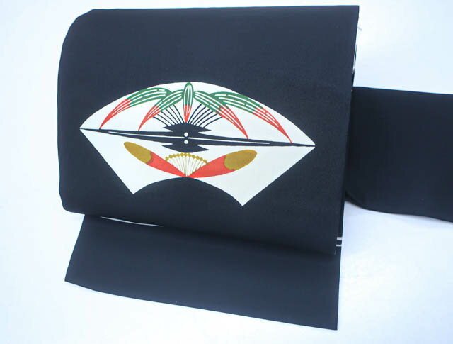 最大80%OFF【中古】 リサイクル着物 九寸名古屋帯 地紙に笹文様 24B-649[仕立て上がり 和服 アウトレット リサイクル着物 カジュアル カジュアル帯 リサイクル帯 着付け教室 観劇 普段着 お食事会 お出掛け きもの] IDnet