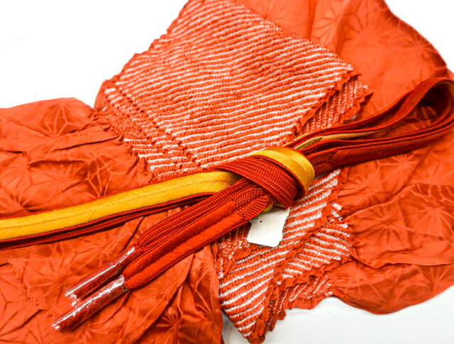 【中古】 和装小物 帯締め 帯揚げ セット 帯締 帯揚 絞り 中抜き 平組 23W-7480【リサイクル】IDnet