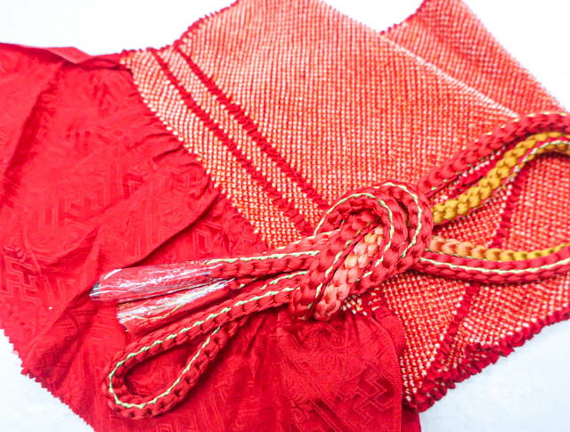 樂天商城 - 【中古】 和装小物 帯揚げ帯締めセット 帯揚 帯締 振袖用 総絞り 丸組 金糸 24W-151【リサイクル】IDnet