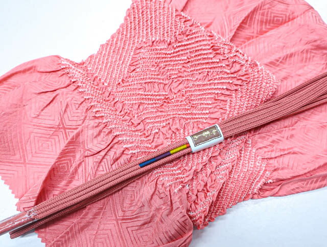 楽天スーパーセール最大80%OFF【中古】 和装小物 帯締め 帯揚げ セット 帯締 帯揚 絞り 中抜き 楓柄 平組 24W-1795【リサイクル】IDnet