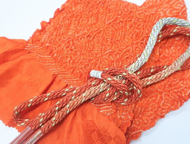 【中古】 和装小物 帯揚げ帯締めセット 帯揚 帯締 振袖用 総絞り 花菱文 丸組 金糸 24W-2398【リサイクル】IDnet