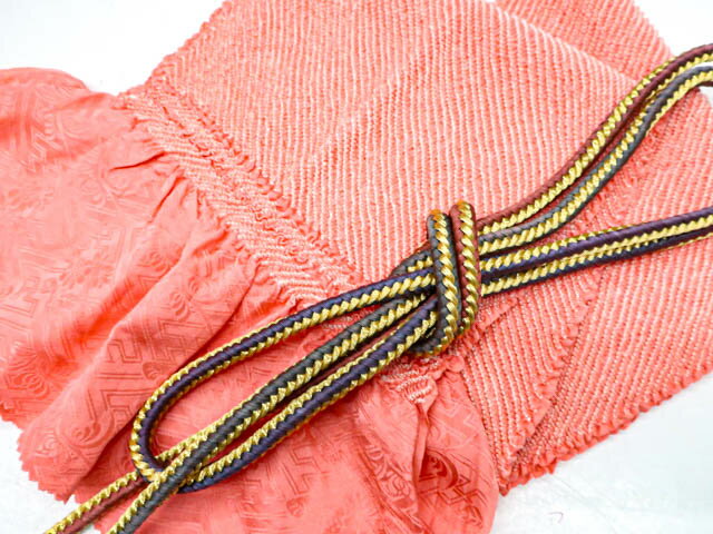 楽天スーパーセール☆最大70%OFF【IDnet】【着物】和装小物 帯揚げ帯締めセット 帯揚 帯締 振袖用 総絞り 丸組 金糸 24w-7452【リサイクル】