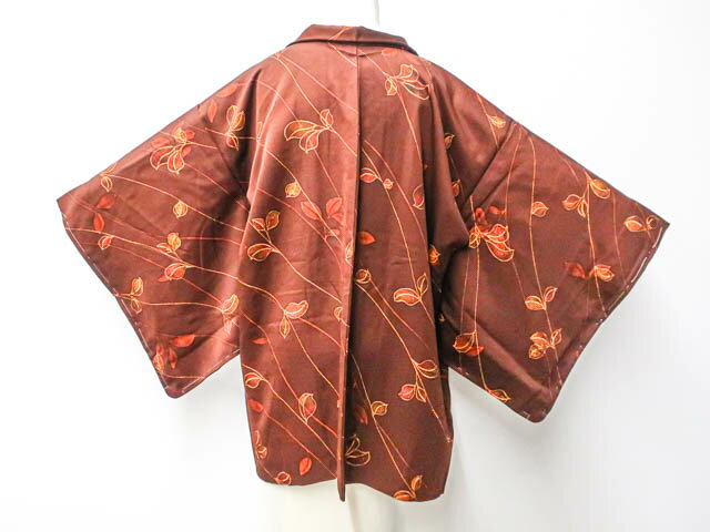 【IDnet】【着物】 羽織 葉文 身丈約78cm 裄丈約64cm 24z-3020【リサイクル】