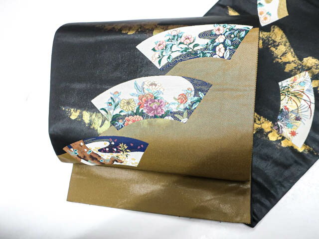 【中古】 リサイクル着物 袋帯 金彩 地紙に梅菊文 24b-2322【リサイクル】IDnet