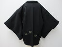 ビッグセール最大80%OFF!【中古】 リサイクル着物 羽織 黒羽織 駒文 金銀糸 羽織紐付き 身丈約75.5cm 裄丈約64cm 24z-3205【リサイクル】IDnet