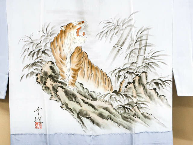 【中古】 リサイクル着物 男物 長襦袢 虎文 身丈約133cm 裄丈約64.5cm 24z-3340【リサイクル】IDnet