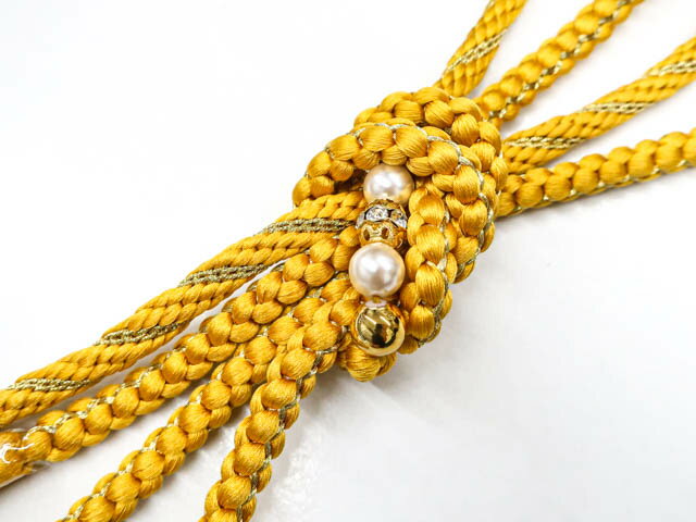 【中古】 リサイクル着物 和装小物 帯締め 帯締 振袖用 丸組 飾り付き 金糸 24w-9063【リサイクル】IDnet