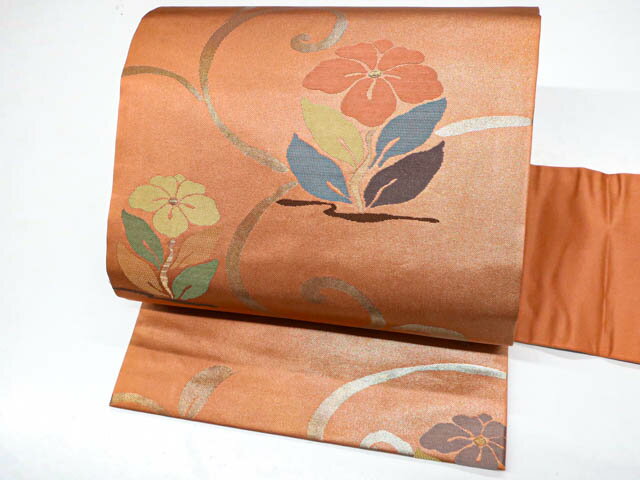 最大80%OFF【中古】 リサイクル着物 九寸名古屋帯 唐草花文 24b-2346[仕立て上がり 和服 アウトレット リサイクル着物 カジュアル カジュアル帯 リサイクル帯 着付け教室 観劇 普段着 お食事会 お出掛け きもの] IDnet