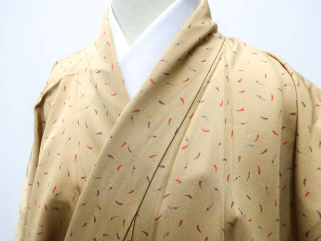 【中古】 リサイクル着物 小紋 唐辛子文 身丈約156.5cm 裄丈約64.5cm 24z-3831[ リサイクル着物 着付け..