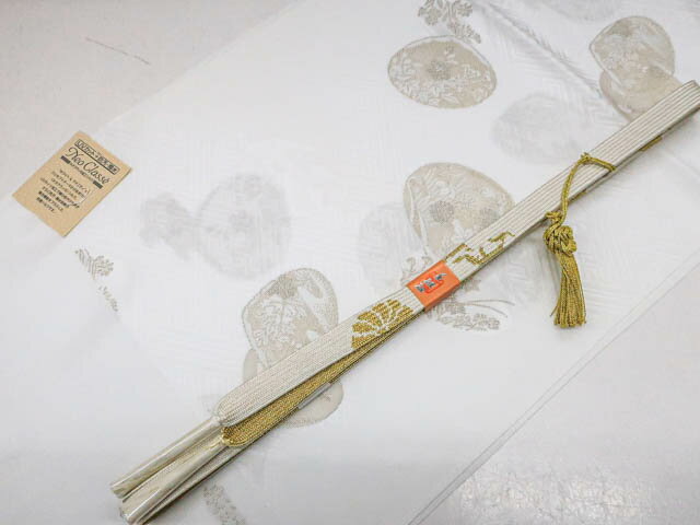 【IDnet】【着物】 和装小物 帯締め 帯揚げ セット 帯締 帯揚 礼装用 未使用品 丹後ちりめん 平組 高麗組 手組紐 金糸 24w-10196【リサイクル】