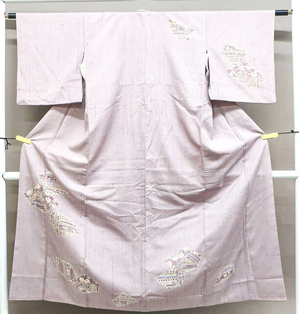 Rakuten - 【中古】 リサイクル着物 付下げ 紬織花丸に唐草文 Sサイズ 身丈約147.5cm 裄丈約61cm 24z-4319[ リサイクル着物 入学式 卒業式 結婚式 母 七五三 お宮参り パーティー 通販 きもの 着物]IDnet