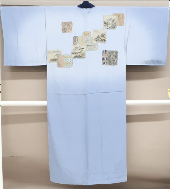 【IDnet】【着物】 男物 長襦袢 風景文 身丈約141.5cm 裄丈約67cm 24z-5161【リサイクル】