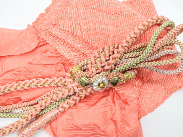 【中古】 和装小物 　帯締め帯揚げセット　振袖用　総絞り　丸組　金糸　飾り付　24w-11944【リサイクル】IDnet