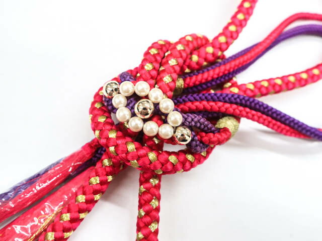 【中古】 リサイクル着物 和装小物 　帯締め　振袖用　丸組　総絞り　金糸　飾り付　25w01-101【リサイクル】IDnet