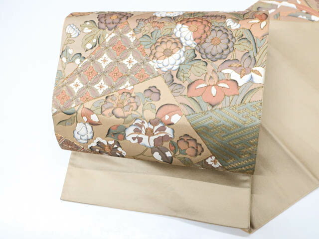 Rakuten - 最大88%OFF【中古】 リサイクル着物 袋帯 お太鼓柄 金駒刺繍 七宝花 花菱に古典花文 25b01-8【フォーマル リサイクル帯 入学式 卒業式 結婚式 母 七五三 お宮参り パーティー きもの】IDnet