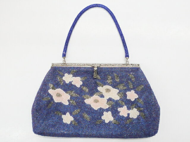 【中古】 リサイクル着物 和装小物 　ビーズバッグ　花柄　r7w01-19【リサイクル】IDnet