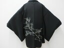 ビッグセール最大80%OFF!【中古】 リサイクル着物 羽織 黒羽織 絵羽柄 楓文 刺繍 羽織紐付き 身丈約78.5cm 裄丈約64cm 25z01-580【リサイクル】IDnet