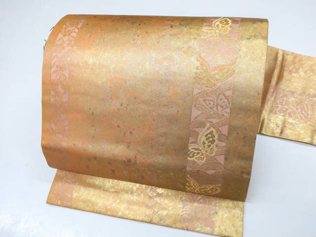 樂天商城 - 最大70%OFF【中古】 リサイクル着物 九寸名古屋帯 六通柄 波に花 蝶文 25b02-193[仕立て上がり 和服 アウトレット リサイクル着物 カジュアル カジュアル帯 リサイクル帯 着付け教室 観劇 普段着 お食事会 ] IDnet