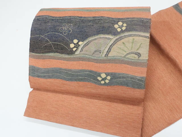 筒状带子 - 最大70%OFF【中古】 リサイクル着物 リサイクル着物 袋帯　手織り　花文　太鼓柄　反端付き　25b02-334【フォーマル リサイクル帯 入学式 卒業式 結婚式 母 七五三 お宮参り パーティー 】IDnet