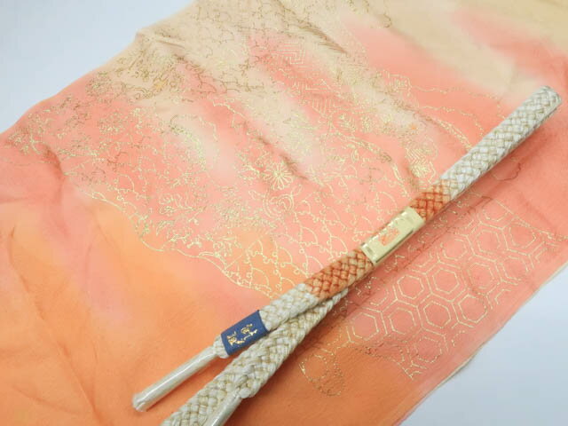 【中古】 リサイクル着物 和装小物 帯締め 帯揚げ セット 帯締 帯揚 暈し 金彩 平組 組紐 金糸 25w03-3281【リサイクル】IDnet