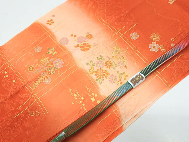 最大88%OFF【中古】 和装小物 　帯締め帯揚げセット　帯締　帯揚　金彩花文　高麗　　25w03-3453【リサイクル】IDnet