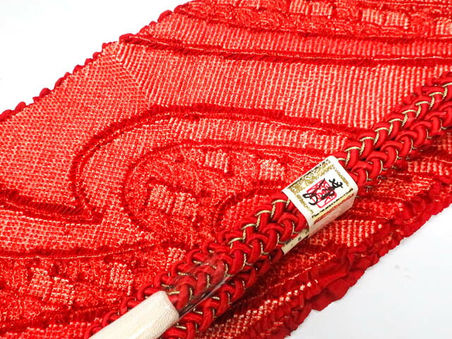 【中古】 和装小物 帯締め 帯揚げ セット 帯締 帯揚 振袖用 総絞り 丸組 撚り房 金...