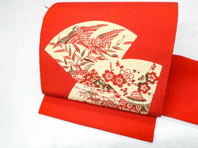 ビッグセール最大80%OFF【中古】リサイクル着物 九寸名古屋帯 花鳥文 ちりめん 太鼓柄 r7b04-77[仕立て上がり 和服 アウトレット リサイクル着物 ...