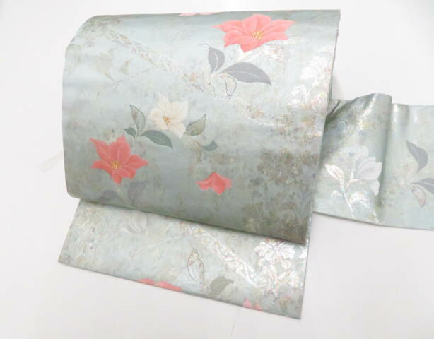 樂天商城 - 【中古】 リサイクル着物 九寸名古屋帯　花文　金糸　六通　25b04-708[仕立て上がり 和服 アウトレット リサイクル着物 カジュアル カジュアル帯 リサイクル帯 着付け教室 観劇 普段着 お食事会 お出掛け 通販 アイディーネット きもの] IDnet