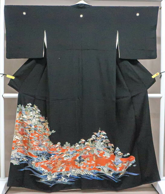 Kurotome - 最大88%OFF【中古】 リサイクル着物 黒留袖 五つ紋 遠山に小舟文 金彩 比翼仕立て 身丈約162cm 裄丈約66cm 25z04-2205[リサイクル着物 黒留 結婚式 礼装 母 正装 きもの]IDnet