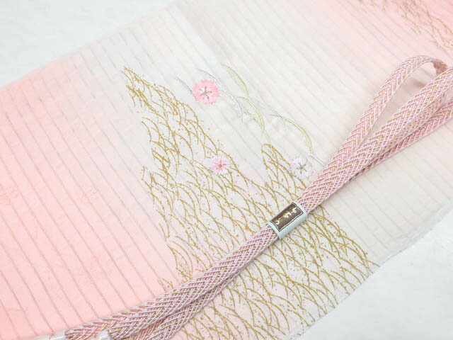 【中古】 リサイクル着物 和装小物 帯締め帯揚げセット 帯締 帯揚 夏物 絽 刺繍 花文 平組 25w04-5890【リサイクル】IDnet