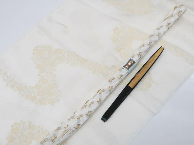 スーパーセール最大80%OFF!【中古】 リサイクル着物 和装小物 帯締め帯揚げセット 礼装用 平組 縫取 金糸 末広セット 25w05-6728【リサイクル】