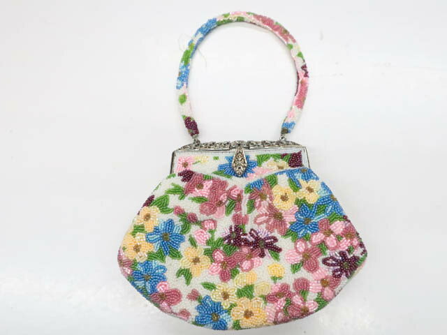 【中古】 リサイクル着物 和装小物 ビーズバッグ 花柄 25w05-7052【リサイクル】IDnet