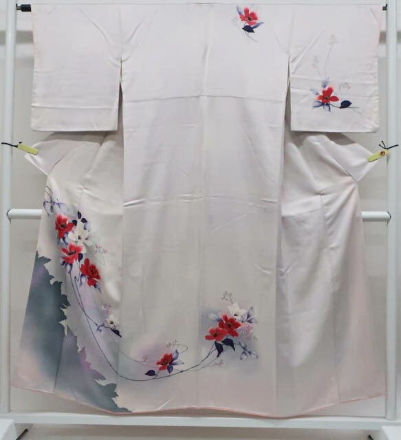 【中古】リサイクル着物 付下げ 花文 正絹 身丈152.5cm 裄丈63cm 25z07-3870[仕立て上がり 和服 アウトレット 入学式 卒業式 結婚式 母 七五三 お宮参り パーティー 通販 アイディーネット きもの] IDnet