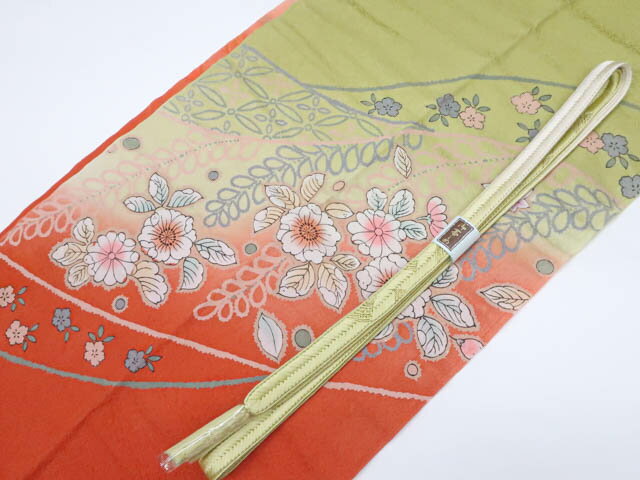 樂天商城 - 【中古】和装小物 帯締め帯揚げセット 平組 金糸 ぼかし 辻ヶ花 帯締 帯揚 25w07-9482【リサイクル】 IDnet