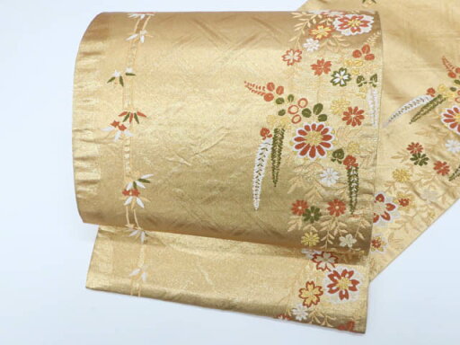 【中古】リサイクル着物 袋帯 六通 金糸 花 正絹 25b08-1318【リサイクル】 IDnet 【中古】リサイクル着物 袋帯 六通 金糸 花 正絹 25b08-1318【リサイクル】 IDnet