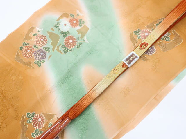 樂天商城 - 【中古】和装小物 帯締め帯揚げセット 高麗組 金糸 金彩 ぼかし 花 帯締 帯揚 25w08-10053【リサイクル】 IDnet