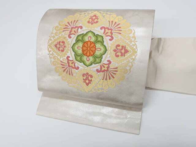 ビッグセール最大80%OFF【中古】リサイクル着物 九寸名古屋帯 太鼓柄 金糸 華 正絹 25b08-1519【リサイクル】 IDnet