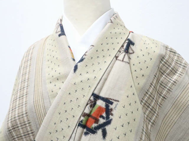 【中古】リサイクル着物 紬 糸巻 正絹 身丈約162.5cm 裄丈64cm 25z09-5026[リサイクル着物 仕立て上がり和服 アウトレット 着付け教室 お茶 カジュアル 初詣 袴 お出掛け 街着 観劇 普段着 お食事会 通販 アイディーネット] IDnet(4)