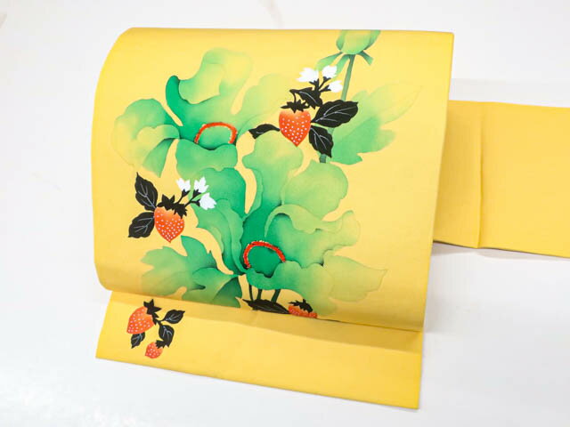 【中古】リサイクル着物 九寸名古屋帯 お太鼓柄 オリジナル いちご文 正絹 sok7b07-28【リサイクル】 IDnet