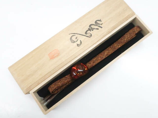 ビッグセール最大80%OFF【中古】 未使用品 和装小物 帯締め 帯締 三分紐 帯留め付き 落款入り 木箱付き..