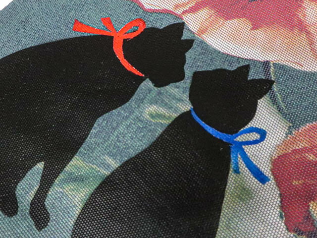 【中古】リサイクル着物 オリジナル 九寸名古屋帯 お太鼓柄 猫 花 正絹 r7b09-143【リサイクル】 IDnet