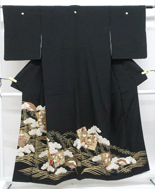 樂天商城 - 【中古】リサイクル着物 黒留袖 五つ紋 金駒刺繍 吉祥 比翼仕立 正絹 身丈約156cm 裄丈63cm 25z09-5519[リサイクル着物 黒留 結婚式 礼装 母 正装 通販 アイディーネット きもの] IDnet