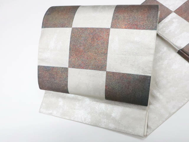 【中古】リサイクル着物 袋帯 お太鼓柄 格子 正絹 25b10-1878【フォーマル リサイクル帯 入学式 卒業式 結婚式 母 七五三 お宮参り パーティー】 ...