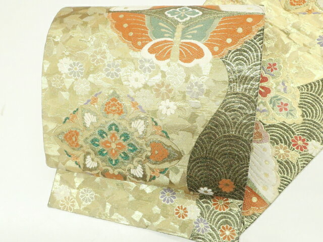 樂天商城 - 【中古】袋帯 六通柄 花菱 蝶 正絹 25b10-1916【フォーマル リサイクル帯 入学式 卒業式 結婚式 母 七五三 お宮参り パーティー 通販 アイディーネット きもの】 IDnet